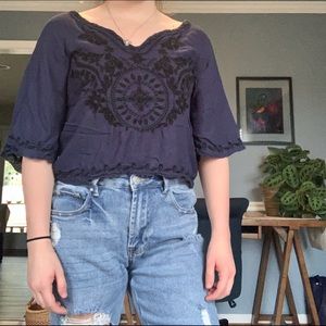 American Eagle cropped blouse with 3/4 sleeves
